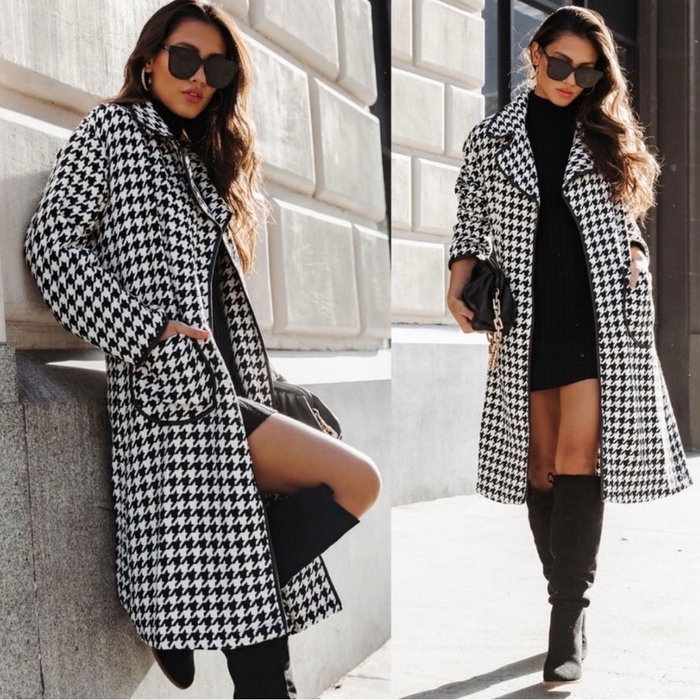Vici Normandy Black and White Houndstooth Coat
